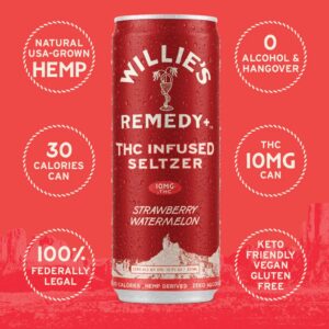 Willie's Remedy | Infused Seltzers | 10mg | Strawberry Watermelon | Single