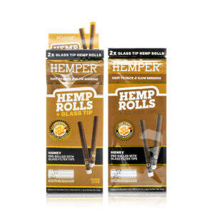Pre-Rolled 2PK King Size Hemp Rolls | Glass Tip | Honey