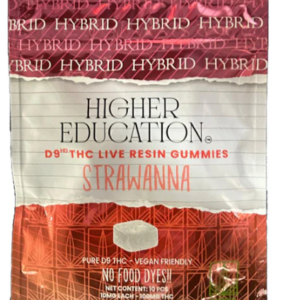 Higher Education D9 Live Resin Gummies | 100mg/10ct | Strawnana | Hybrid