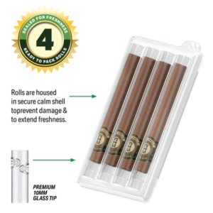Pre-Rolled 4PK Mini Size Hemp Rolls | Glass | Natural