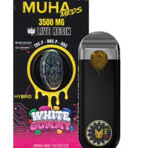 Muha Meds | THC-P Live Resin Disposable | White Gummy | Hybrid | 3.5g