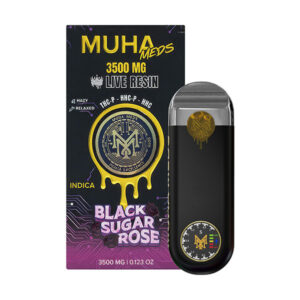 Muha Meds | Live Resin THC-A Disposable Vape | Black Sugar Rose | Indica | 3.5g